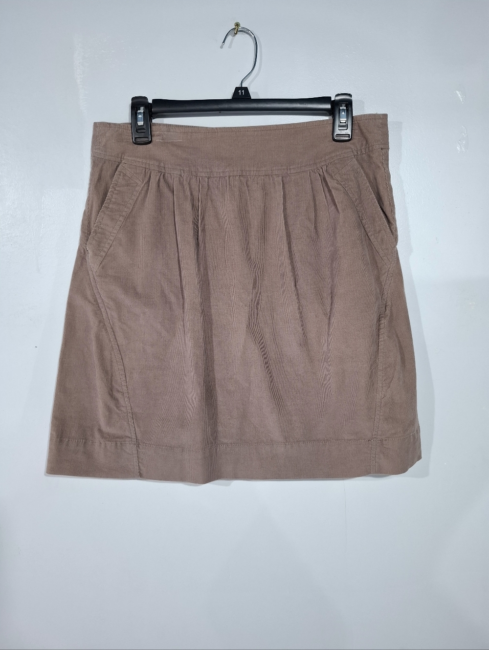 GARNET HILL Corduroy Mini Skirt Sz 8 Taupe Brown Pockets Preppy Casual Academy - Picture 1 of 8